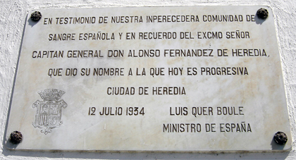 Placa en Honor al Gral Don Alonzo Fernandez de Heredia